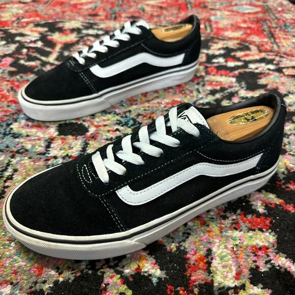 EXCELLENT Vans Ward Lo Suede Sneaker Skate Shoe Black / White Women's 9.5 - Picture 5 of 10